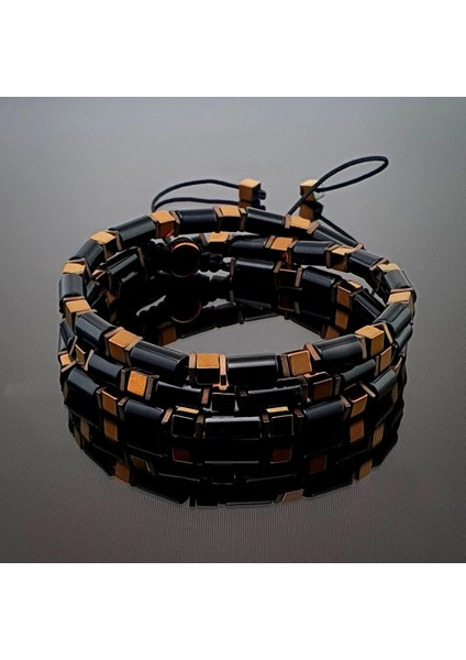 Doğal Taş Kolye, Bakır Renk Hematit Küp ve Siyah Akik Kolye modelleri