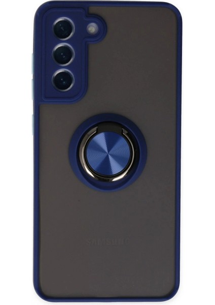 Samsung Galaxy S21 Fe Kılıf Montreal Yüzüklü Silikon Kapak - Lacivert