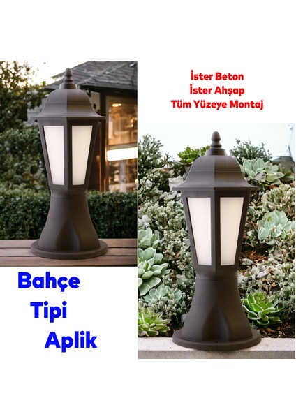 Sokak Bahçe Aplik Lamba Setüstü Aydınlatma Lale Bahçe Duvar Üstü Armatürü E27 Duy Siyah Plastik indirimleri