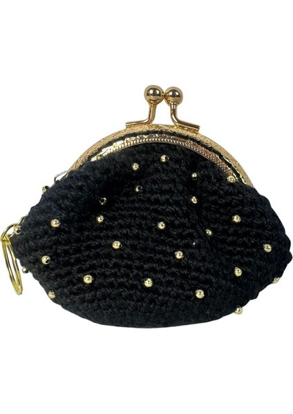 5074 El Örgüsü Boncuk Detaylı Şık Mini Bozuk Para Cüzdanı