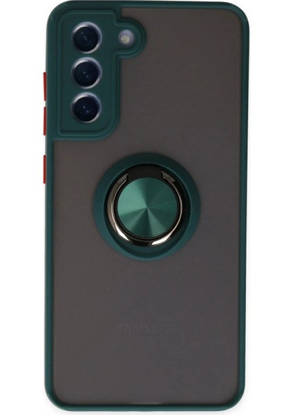 Samsung Galaxy S21 Fe Kılıf Montreal Yüzüklü Silikon Kapak - Yeşil