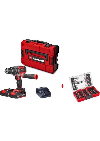 Professional Tp-Cd 18/70 Li-I Bl (2X2,0AH) Akülü Darbeli Vidalama + Einhell Vidalama Uç Seti 42 Parça M-Case Kutu