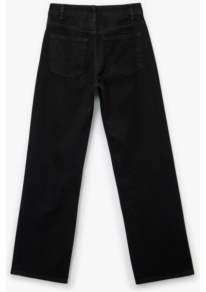 Taşlı Düz Bol Paça Jean Pantolon - Straight Fit Jean fiyatları