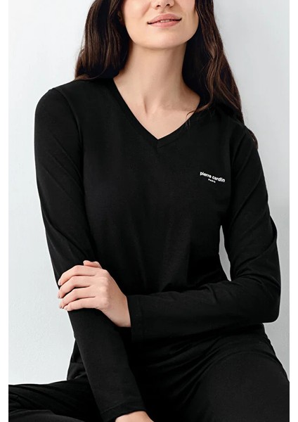 Uzun Kol V Yaka Kadın Pijama Takım 9070 modelleri