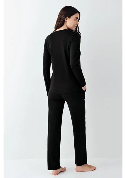 Uzun Kol V Yaka Kadın Pijama Takım 9070 fırsatları