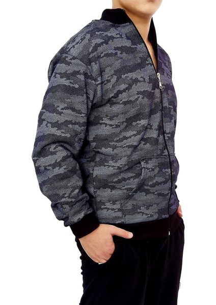 Lacivert Kamuflaj Sweatshirt