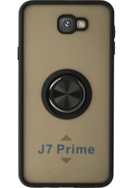 Samsung Galaxy J7 Prime Kılıf Montreal Yüzüklü Silikon Kapak - Siyah