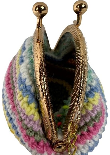 1700 El Örgüsü Şerit Desen Mini Bozuk Para Cüzdanı