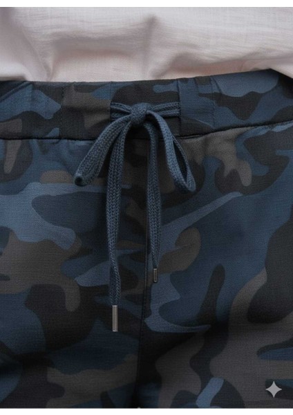 LS7312 Kamuflaj Desenli Likralı Italyan Coton Pantolon Lacivert indirimleri