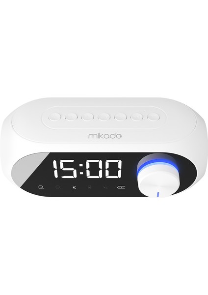 Md-W7 1200MAH 5W Beyaz Bluetooth-Aux-Derece-Usb-Fm Double Alarmlı Saat Speaker Speaker fiyatları