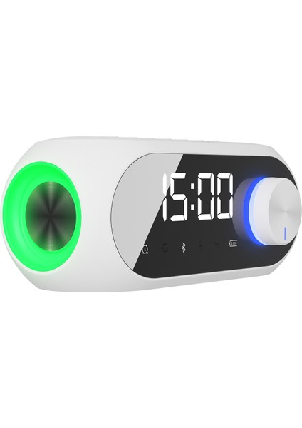 Md-W7 1200MAH 5W Beyaz Bluetooth-Aux-Derece-Usb-Fm Double Alarmlı Saat Speaker Speaker modelleri