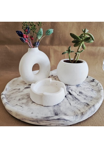 El Yapımı Modern Tasarım Bohem Stil Yuvarlak Beton Donut Vazo