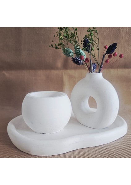 El Yapımı Modern Tasarım Bohem Stil Yuvarlak Beton Donut Vazo