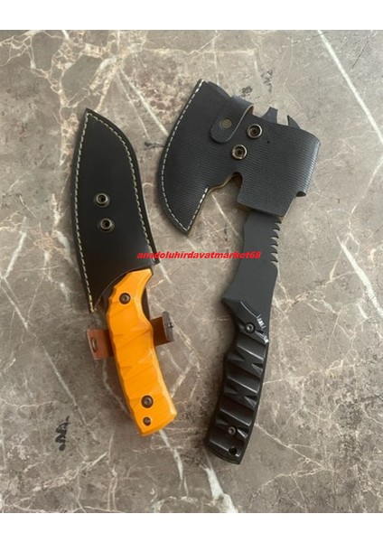 Dövme Çelik Kamp Baltası Kamp Çakısı Karbon Çelik Balta Çakı 2li Set modelleri