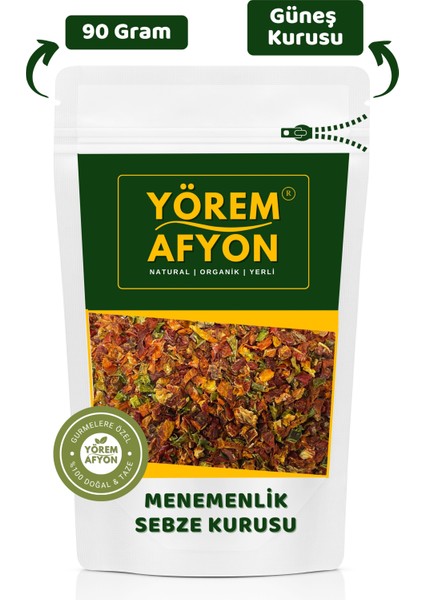 Yörem Afyon Yöresine Özgü Mevsiminde Güneşte Kurutulmuş Katkısız Menemenlik Sebze Kurusu | 90GR.