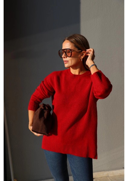 Kırmızı Oversize Kazak