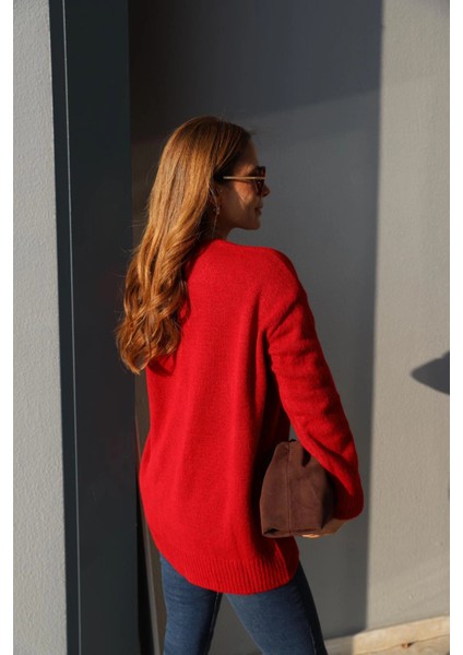 Kırmızı Oversize Kazak fırsatları