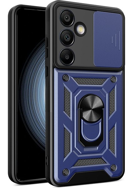 Samsung Galaxy S25 Fe Kılıf Magnetik Standlı Kamera Korumalı Lopard Sürgülü Kamera Korumalı Yüzüklü Tasarım Armor Vega