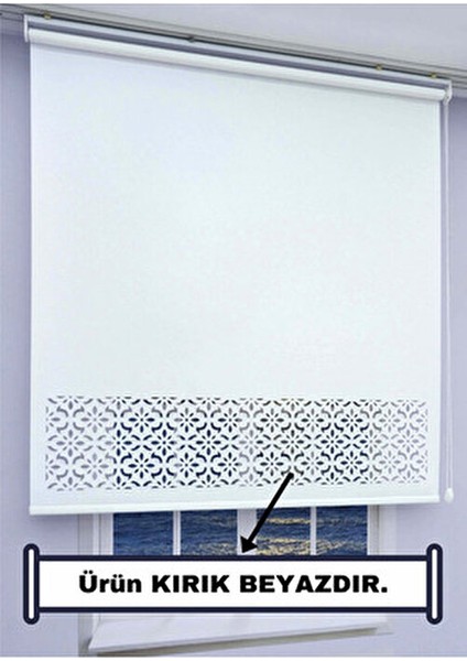 Kalın Mat Lazer Kesim Stor Perde Düz Desen Polyester Beyaz Renk 30 cm Yükseklik