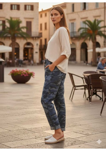 LS7312 Kamuflaj Desenli Likralı Italyan Coton Pantolon Marin modelleri