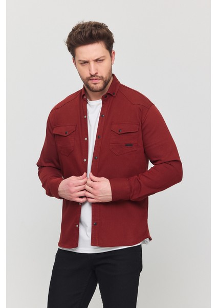 Yxcslim Fit Erkek Kot Gömlek Kiremit fırsatları
