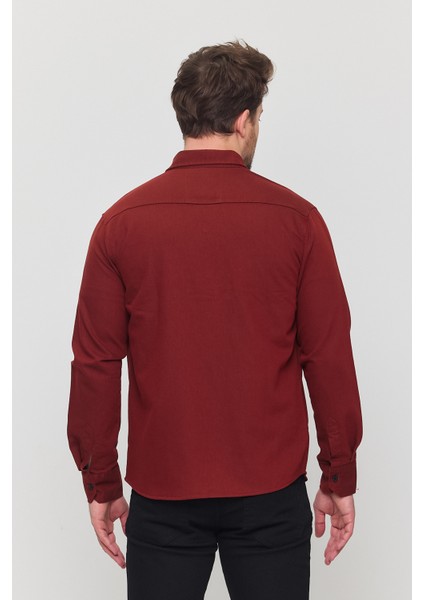 Yxcslim Fit Erkek Kot Gömlek Kiremit