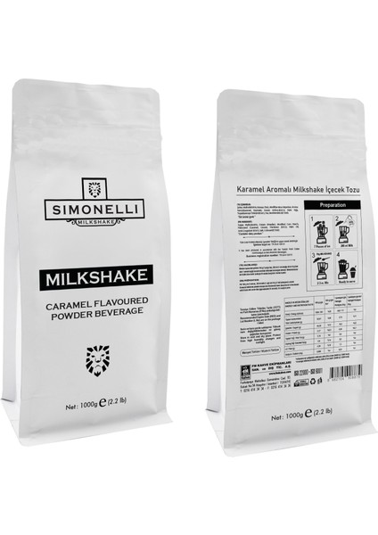 Milkshake Karamel Aromalı 1000G Paket