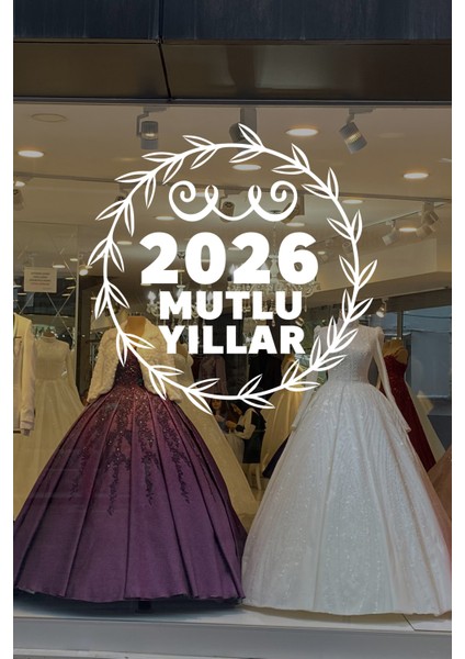 Yeni Yıla Özel 2026 Mutlu Yıllar Yazısı ve Taç Süslemesi Stickerı modelleri