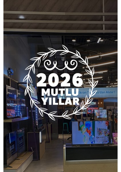 Yeni Yıla Özel 2026 Mutlu Yıllar Yazısı ve Taç Süslemesi Stickerı indirimleri
