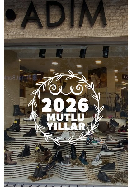 Yeni Yıla Özel 2026 Mutlu Yıllar Yazısı ve Taç Süslemesi Stickerı