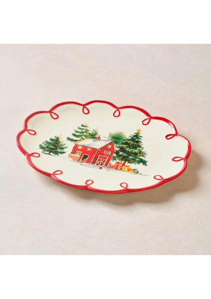 New Year Yılbaşı Cottage Kayık Tabak 25,5 cm
