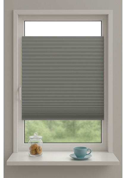 Gri Katlanabilir Plise Perde, Cam Balkon Perdeleri, Ofis Perdeleri, Pvc Pencere Perdeleri