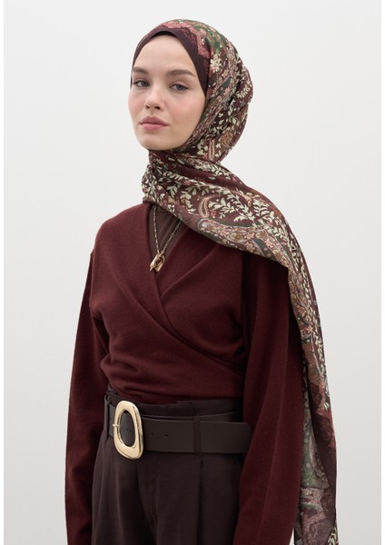 Cerıse Desen Şal Bordo