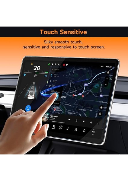 Tesla Model x Araç Multimedya Ekran Koruyucu Ar Oleofobik Uygulama Aparatlı Arshield Premium Temperli Cam Ekran Koruyucu