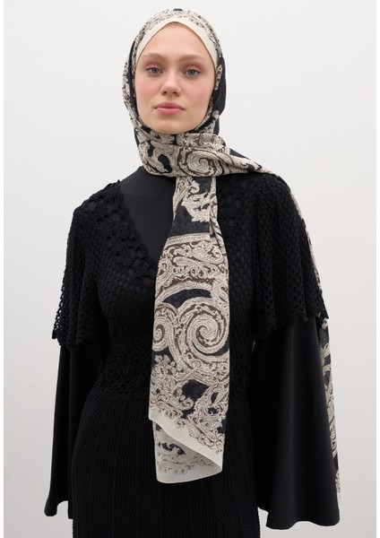 Wıld Paısley Desen Şal Siyah