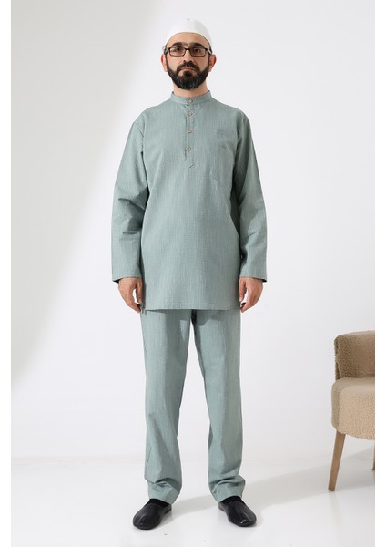 Erkek Tek Cepli Gömlek Pantolon Ikili Takım Hac ve Umre Kıyafeti Yeşil (Vşn) indirimleri
