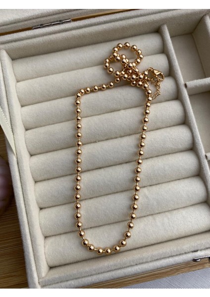 Çelik Gold Renk Top Top Model Kombin Kolye