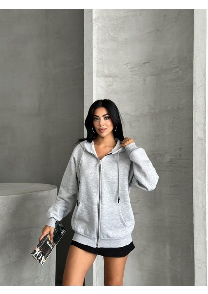 Fermuarlı Kapüşonlu Oversize Hırka fiyatları