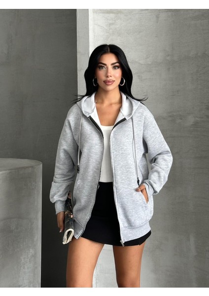 Fermuarlı Kapüşonlu Oversize Hırka modelleri