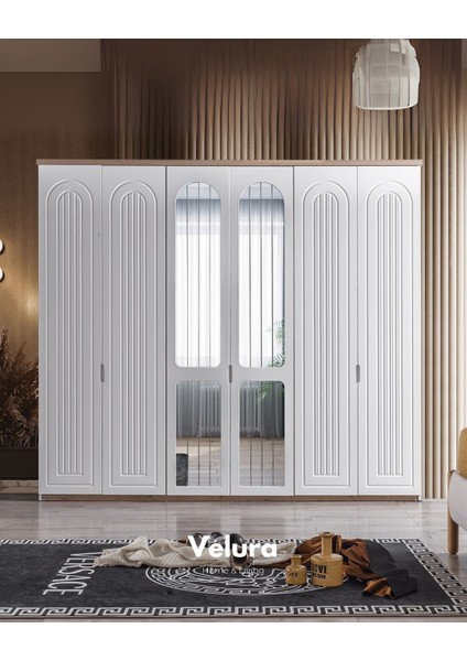Boerno 6 Kapaklı Aynalı Gardırop (Dolap)