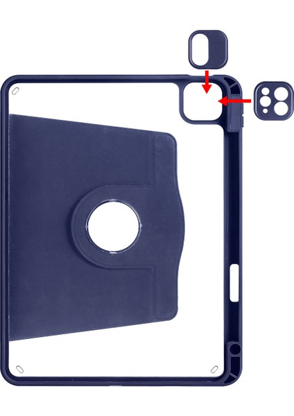 Apple iPad 10.2 (8.nesil) Spinguard Pro - Koruma ve Konfor Kalem Bölmeli Dönebilen Standlı Kılıf