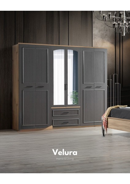 Cloud 6 Kapaklı Aynalı Gardırop (Dolap)