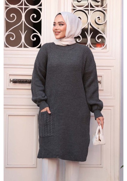 Füme Tesettür Triko Kazak Tunik 27501FU