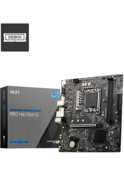 Msı Pro H610M-G Ddr5 5600MHZ 1xvga 1xhdmı 1xdp 1xm.2 USB 3.2 Matx 1700P (12. / 13. ve 14. Nesil Işlemci Uyumlu)