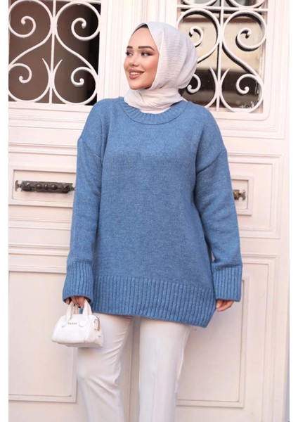 Mavi Tesettür Triko Kazak Tunik 55551M