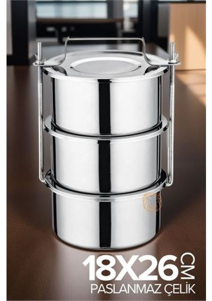 XL 18X26 CM Sefer Tası Paslanmaz Çelik Yemek Kabı