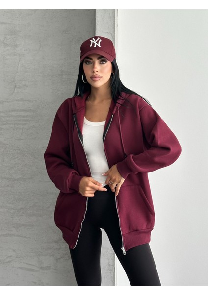 Fermuarlı Kapüşonlu Oversize Hırka fırsatları