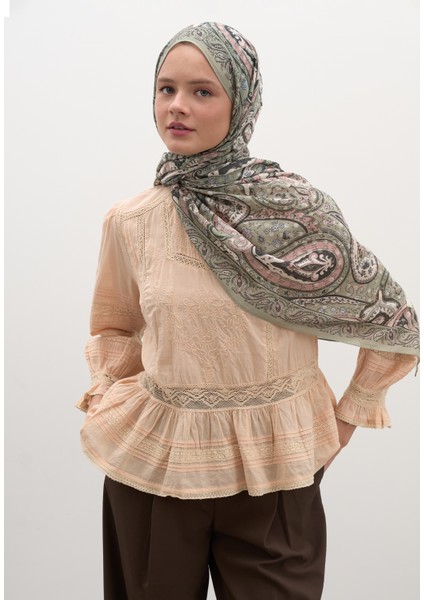 Panthea Desen Şal Soft Yeşil