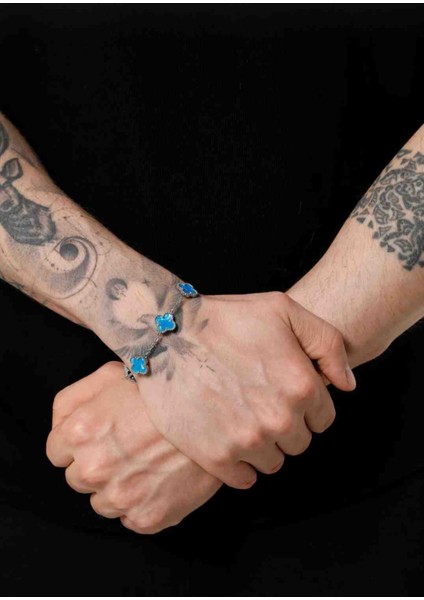 Silver Mavi Hologramlı Unisex Kadın Erkek Çelik Bileklik fiyatları