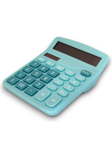 DX-837B Güneş Enerjili ve Pilli Turkuaz Hesap Makinesi 12 Haneli
